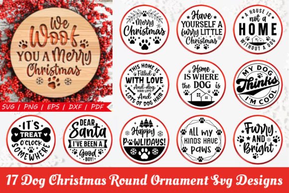 Download Dog Christmas Round Ornament SVG Bundle - Round ornament svg Collection