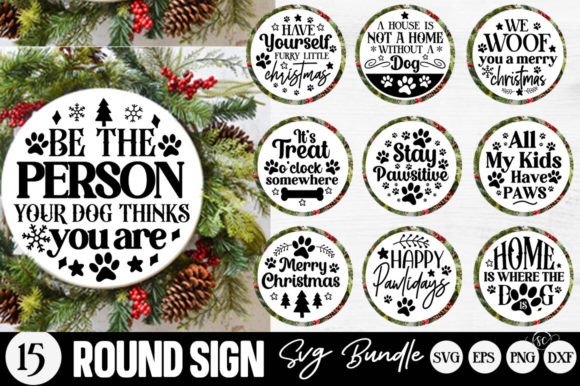 Download Dog Christmas Round Ornament SVG Bundle. - Round ornament svg Collection