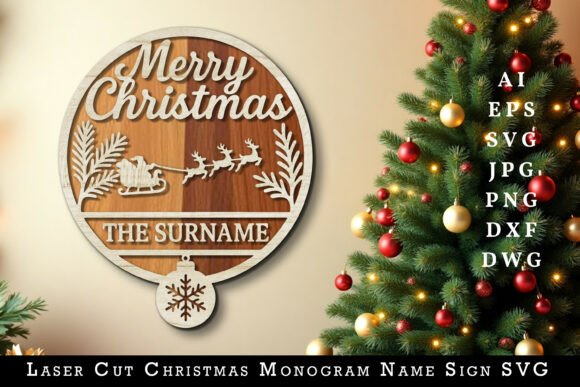 Download Laser Cut Christmas Monogram Name Sign - Premium Resources