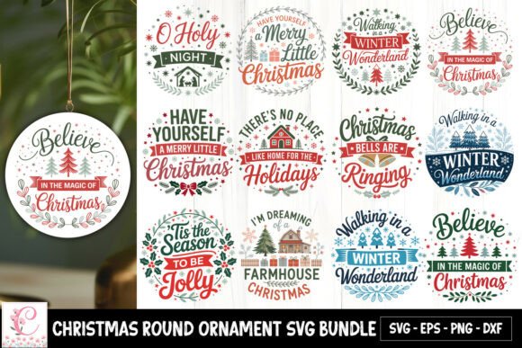 Download Christmas Round Ornament SVG Bundle - Round ornament svg Collection