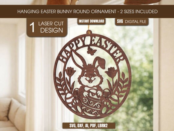 Download Happy Easter Round Ornament SVG - Round ornament svg Collection
