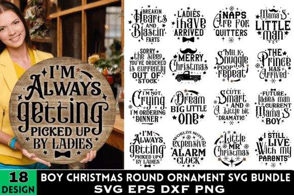 Download Baby Boy Christmas Round Ornament SVG - Round ornament svg Collection