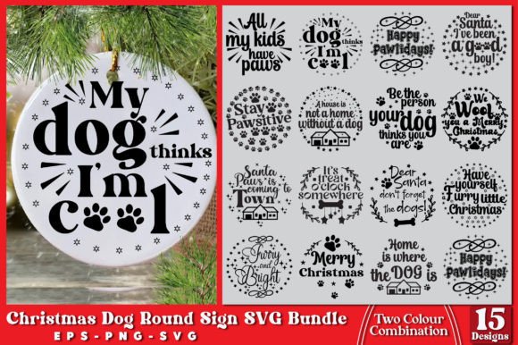 Download Dog Christmas Round Ornament SVG Bundle - Round ornament svg Collection