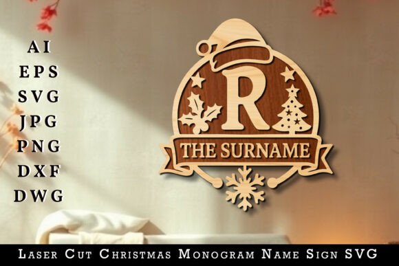 Download Laser Cut Christmas Monogram Name Sign - Premium Bundle