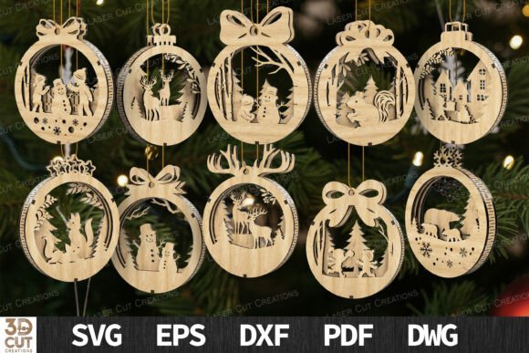 Download Christmas Ornaments Bundle SVG Laser Cut - Christmas ornaments bundle Collection