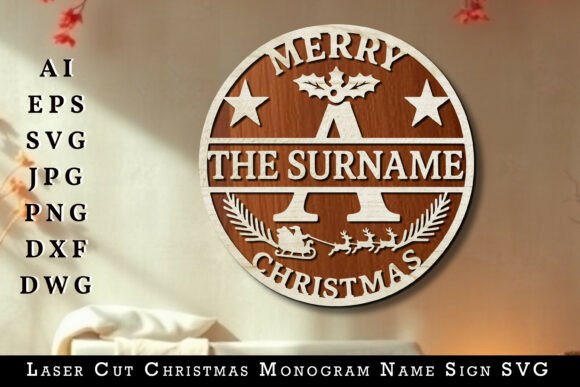 Download Laser Cut Christmas Monogram Name Sign - Premium Resources