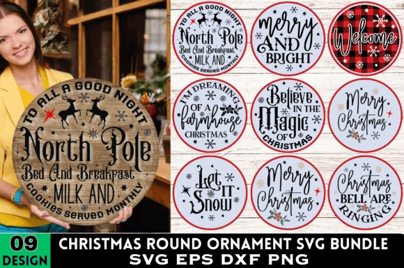 Download Christmas Round Ornament SVG Bundle - Round ornament svg Collection