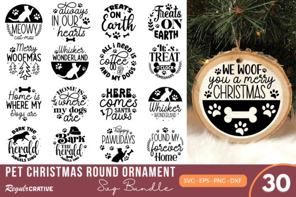 Download Pet Christmas Round Ornament SVG Bundle - Round ornament svg Collection