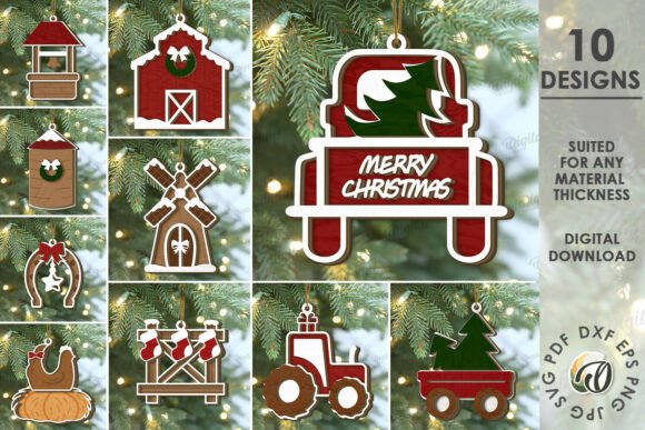 Download Farm Christmas Ornaments Bundle Lasercut - Christmas ornaments bundle Collection