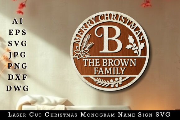 Download Laser Cut Christmas Monogram Name Sign - Premium Resources