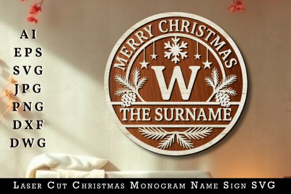 Download Laser Cut Christmas Monogram Name Sign - Premium Resources