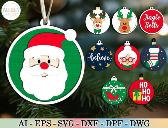 Download Christmas Round Ornament SVG Bundle - Round ornament svg Collection
