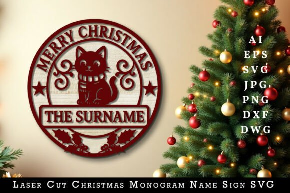 Download Laser Cut Christmas Monogram Name Sign - Premium Resources