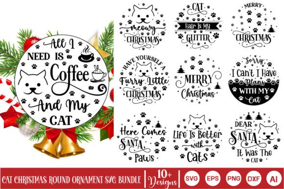 Download Cat Christmas Round Ornament Svg Bundle - Round ornament svg Collection